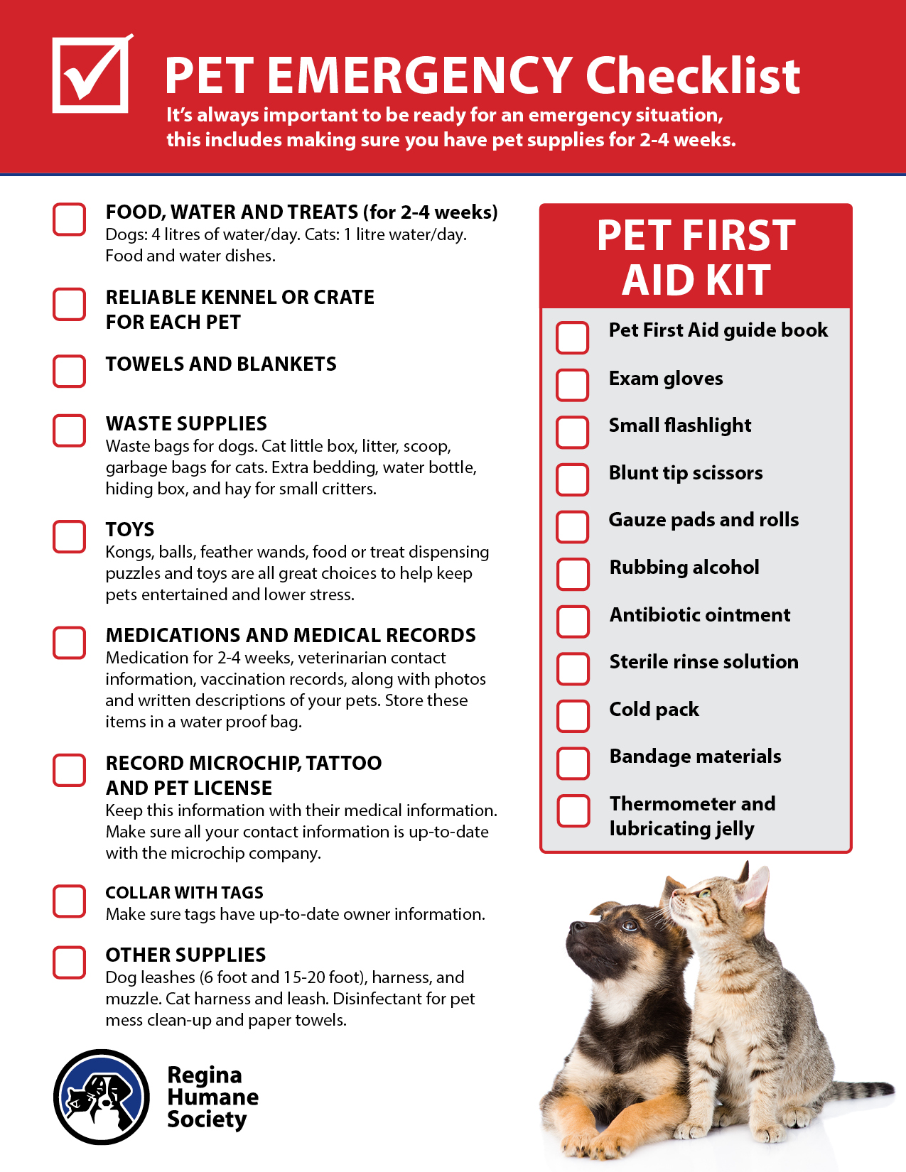 Emergency Pet Preparedness  Regina Humane Society Inc