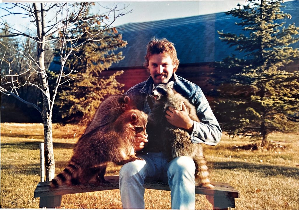 David with his raccoon friends